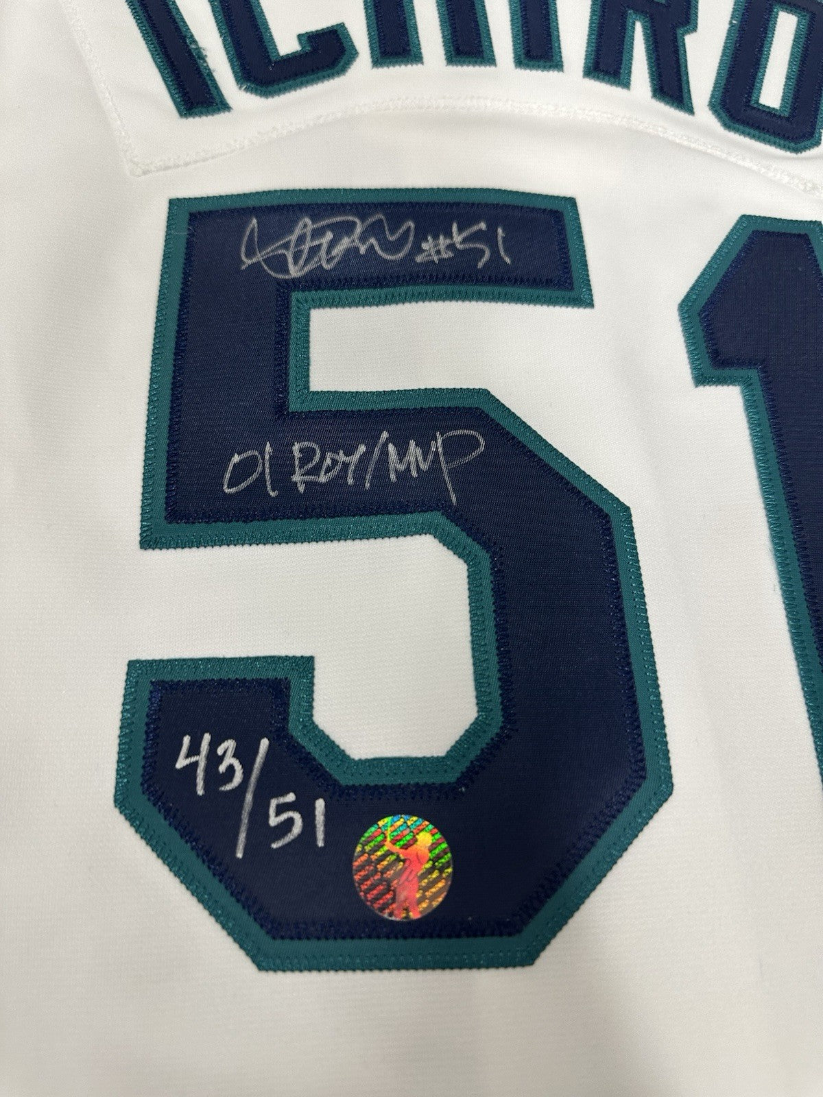 Ichiro Suzuki 01 ROY/MVP Sogned Authentic Mariners Mitchell Ness Jersey IS Holo