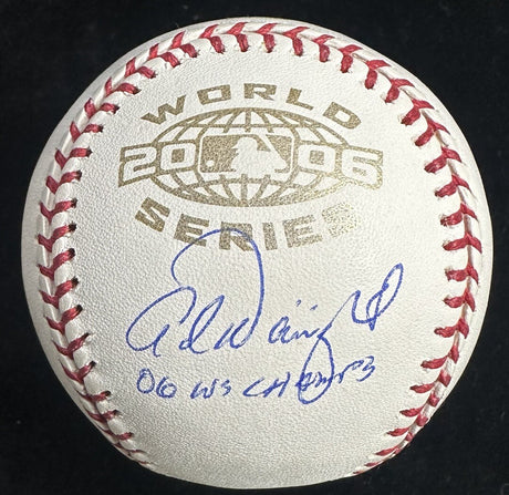 Adam Wainwright 06 WS Champs Signed 2006 World Series Logo Baseball JSA