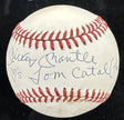 Mickey Mantle  3’s Tom Catal (The Que*r) Signed Baseball JSA LOA