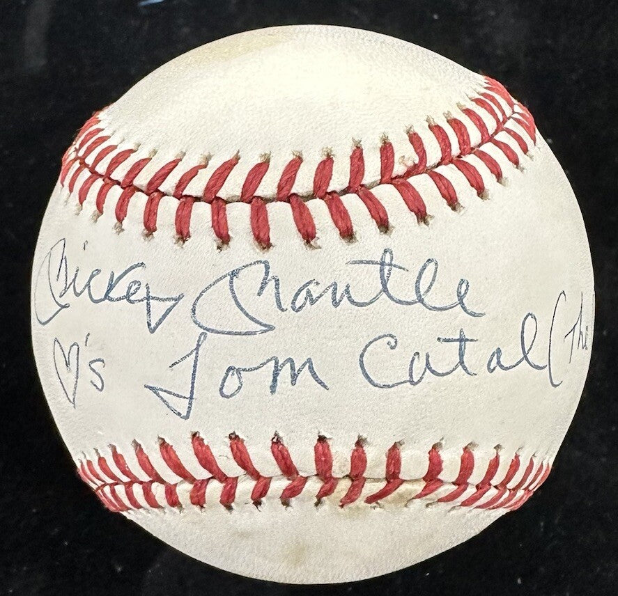 Mickey Mantle  3’s Tom Catal (The Que*r) Signed Baseball JSA LOA