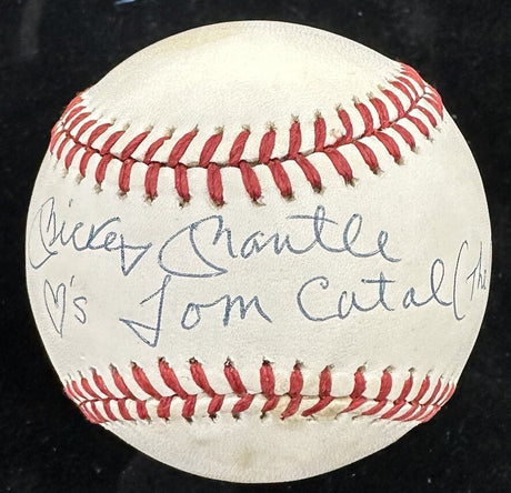 Mickey Mantle  3’s Tom Catal (The Que*r) Signed Baseball JSA LOA