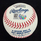 Max Fried 21 WS Champs Signed 2021 World Series Logo Baseball MLB Holo Fanatics