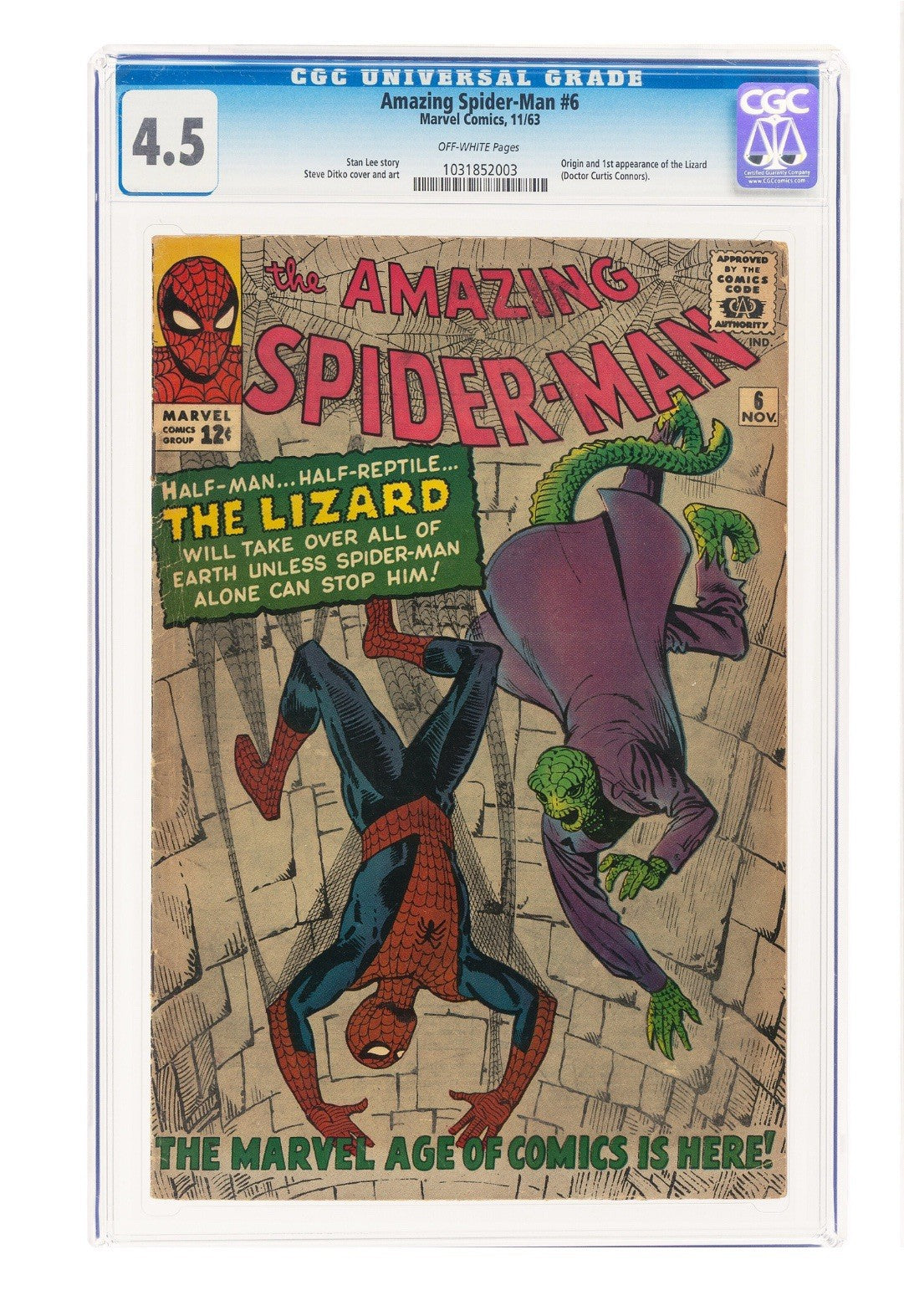 The Amazing Spider-Man #6 (Marvel, 1963) CGC VG+ 4.5 Off-White Pages Comic Book