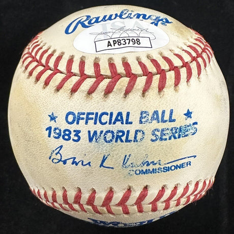 Cal Ripken Sr. Signed 1983 World Series Logo Baseball JSA