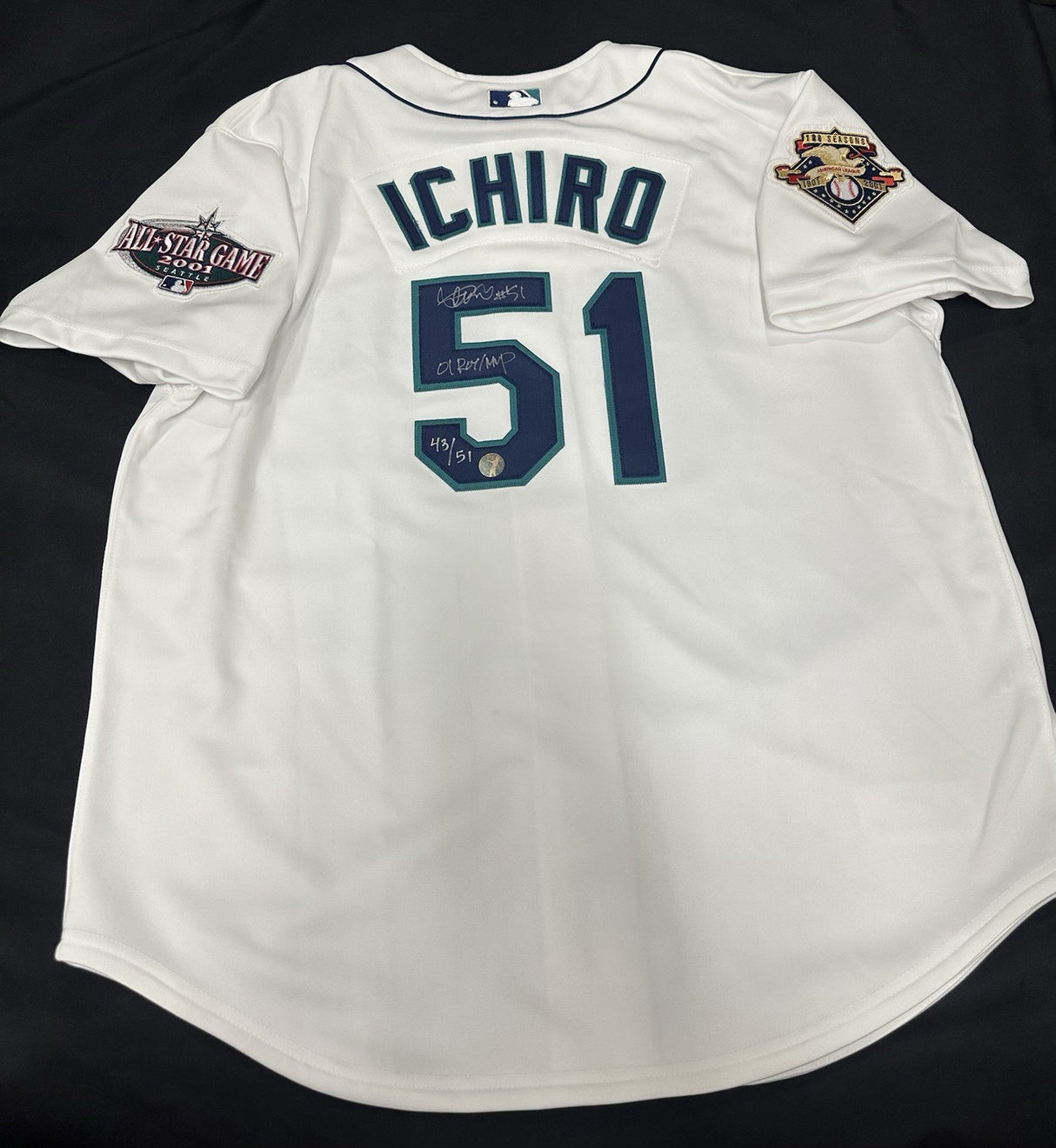 Ichiro Suzuki 01 ROY/MVP Sogned Authentic Mariners Mitchell Ness Jersey IS Holo