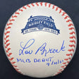 Lou Brock MLB Debut Signed Wrigley Field Logo Baseball JSA Witness Cubs