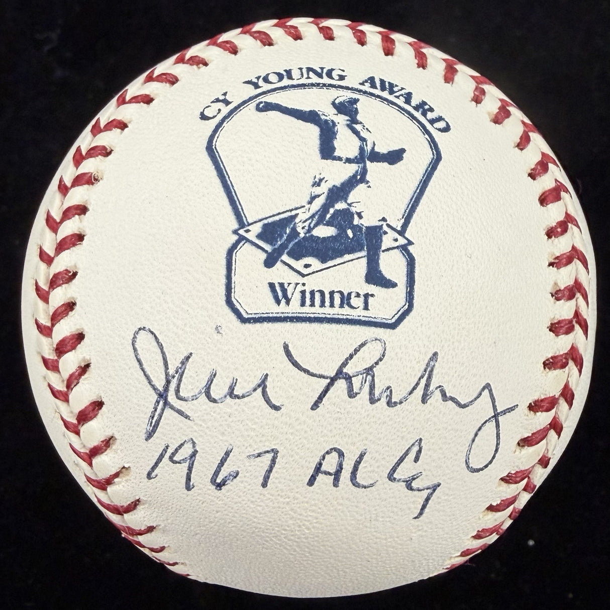 Jim Lonborg 1967 AL CY Signed Cy Young Logo Baseball JSA