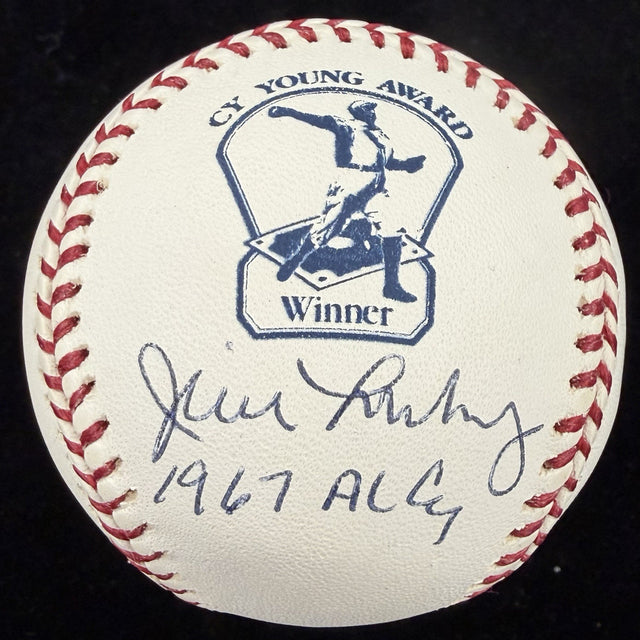 Jim Lonborg 1967 AL CY Signed Cy Young Logo Baseball JSA