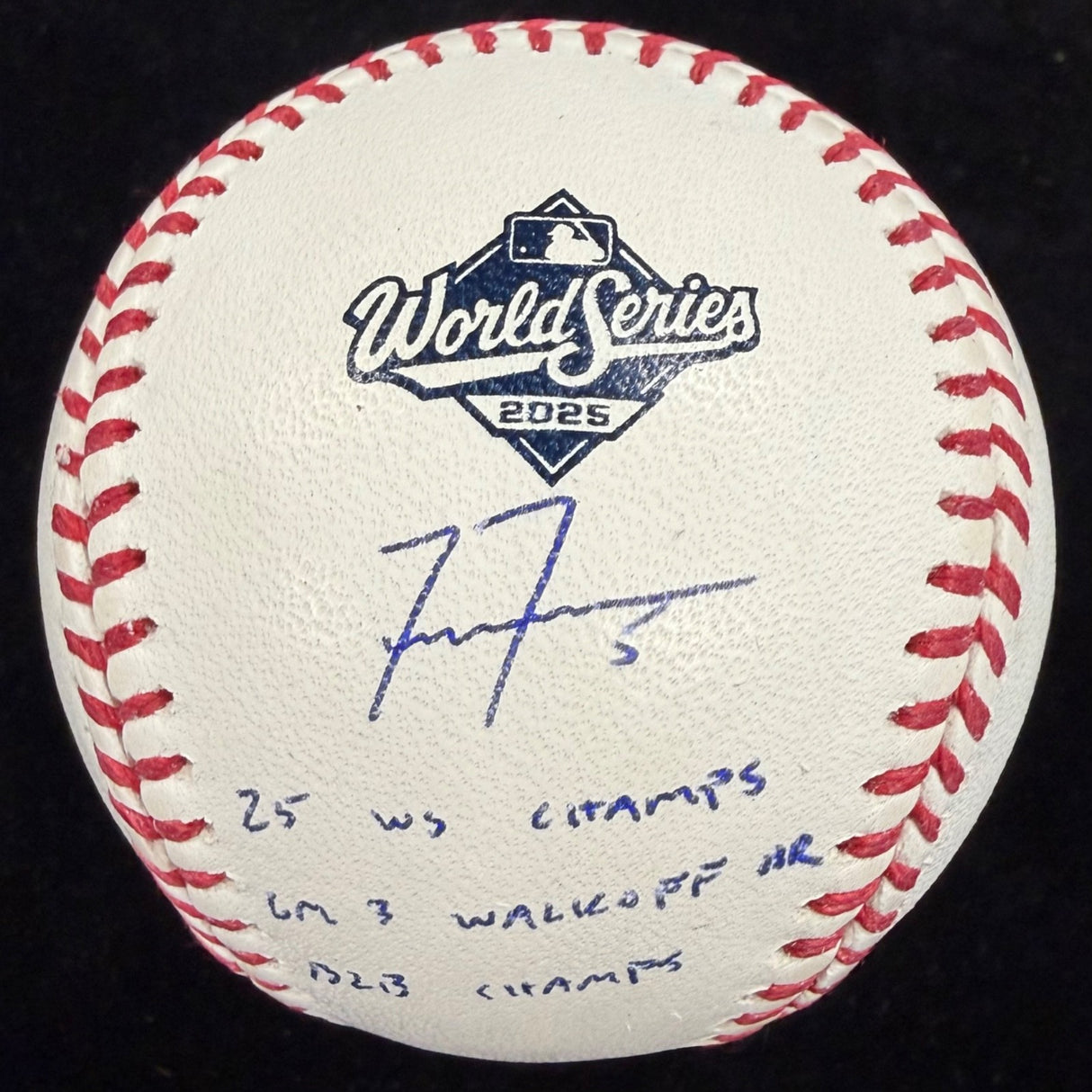 Freddie Freeman 2025 World Series Walk Off HR Signed Logo Baseball MLB Holo