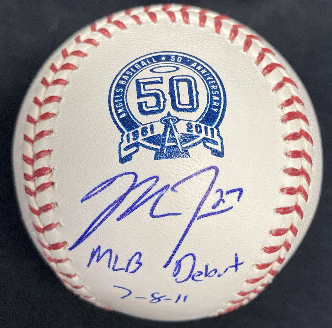 Mike Trout Signed MLB Debut Angels 50th Logo Baseball Rookie Sig MLB Holo 