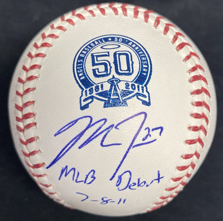 Mike Trout Signed MLB Debut Angels 50th Logo Baseball Rookie Sig MLB Holo 