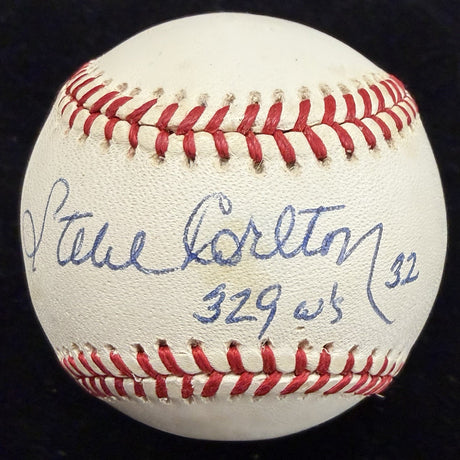 Steve Carlton 329 W’s #32 Signed Baseball JSA