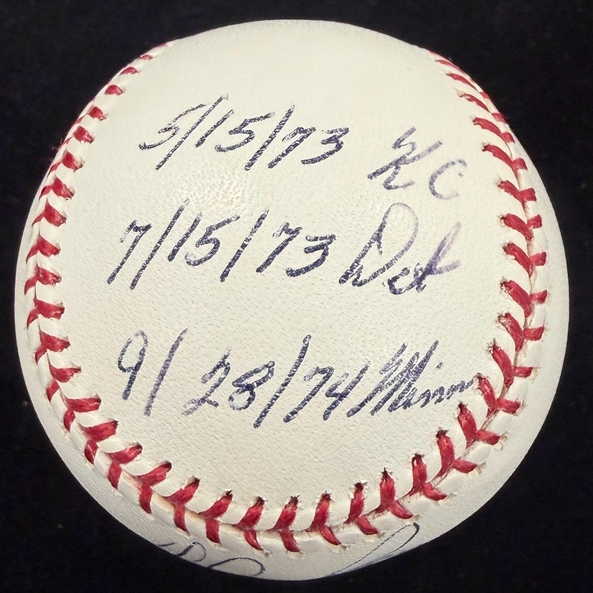 Nolan Ryan 7 No Hitters Signed Date & Teams Baseball JSA