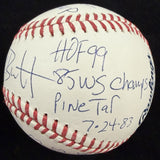 George Brett HOF 99 Signed 9 Inscription Stat Baseball JSA
