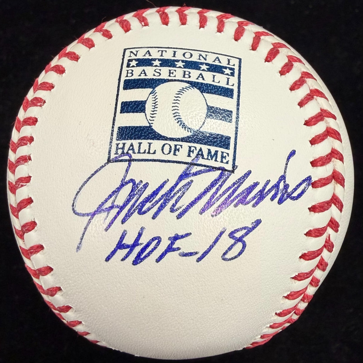 Jack Morris HOF 18 Signed Hall of Fame Logo Baseball JSA