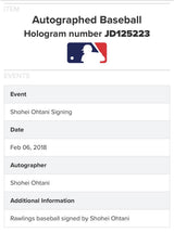 Shohei Ohtani 2018 Rookie Year Signed Baseball MLB Holo Fanatics Holo
