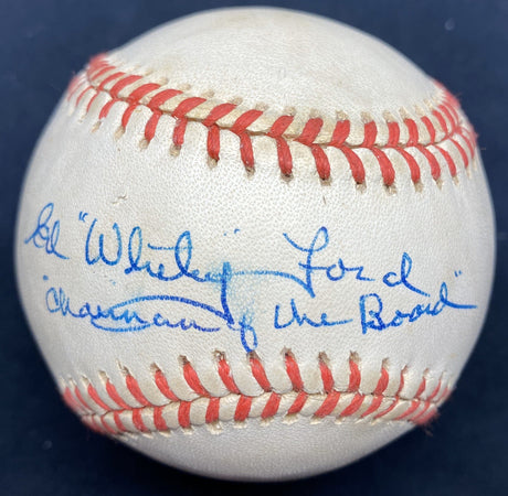Whitey Ford Chairman Of The Board Signed Nickname Baseball JSA LOA