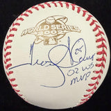 Troy Glaus 02 WS MVP Signed 2002 World Series Logo Baseball JSA