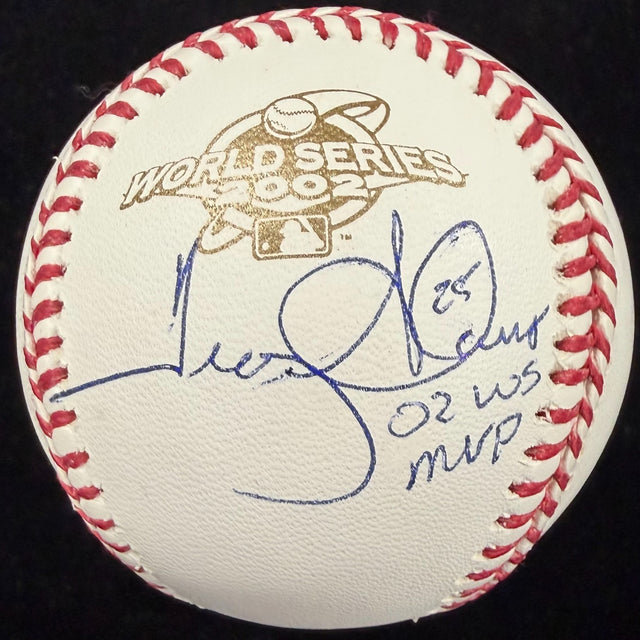 Troy Glaus 02 WS MVP Signed 2002 World Series Logo Baseball JSA