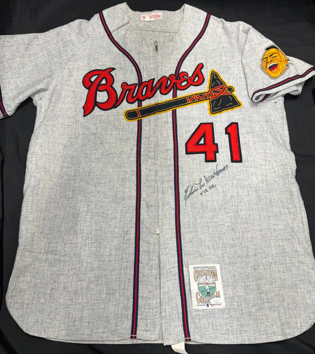 Eddie Edwin Lee Mathews 512 HR Signed Authentic Braves M&N Jersey PSA/DNA LOA