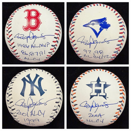 Roger Clemens Red Sox Blue Jays Yankees Astros Signed Logo Baseball Set Tristar