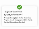 Shohei Ohtani Mike Trout Dual Signed 2023 WBC Logo Baseball MLB Holo Fanatic JSA