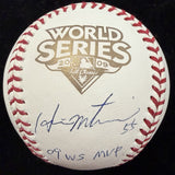 Hideki Matsui 09 WS MVP Signed 2009 World Series Logo Baseball JSA