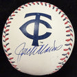 Jack Morris Signed Twins Team Stitch Logo Baseball Beckett 
