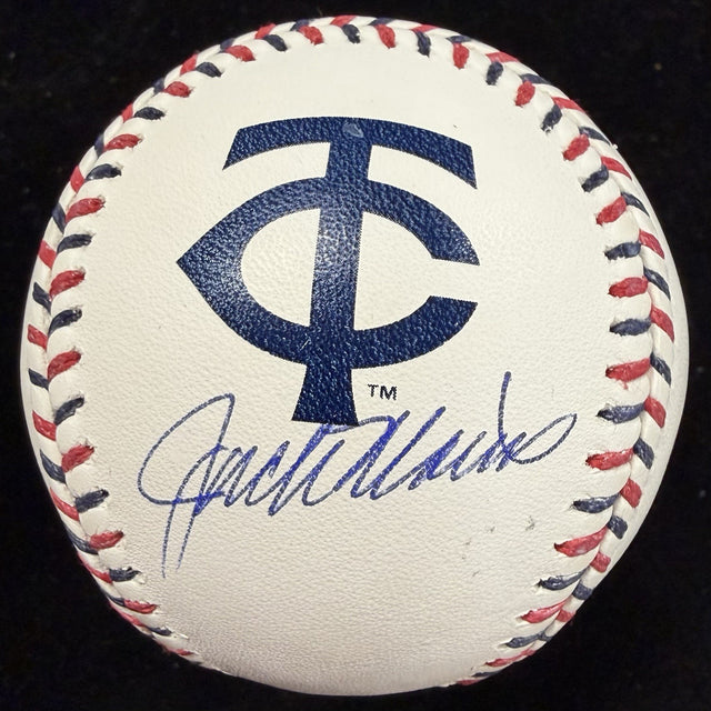 Jack Morris Signed Twins Team Stitch Logo Baseball Beckett 