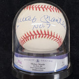 Mickey Mantle No. 7 Signed Baseball Beckett Encapsulated Graded 9