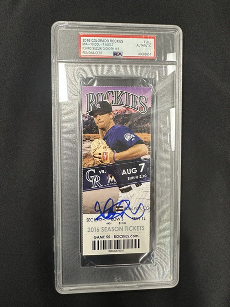 Ichiro Suzuki Signed 3,000 Hit Ticket PSA/DNA Encapsulated 