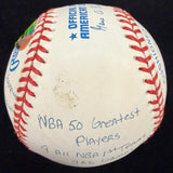 Magic Johnson Signed RJ Reggie Jackson Stat Baseball HMG Hologram