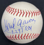 Hank Aaron 2,297 RBI Signed Baseball JSA Witness