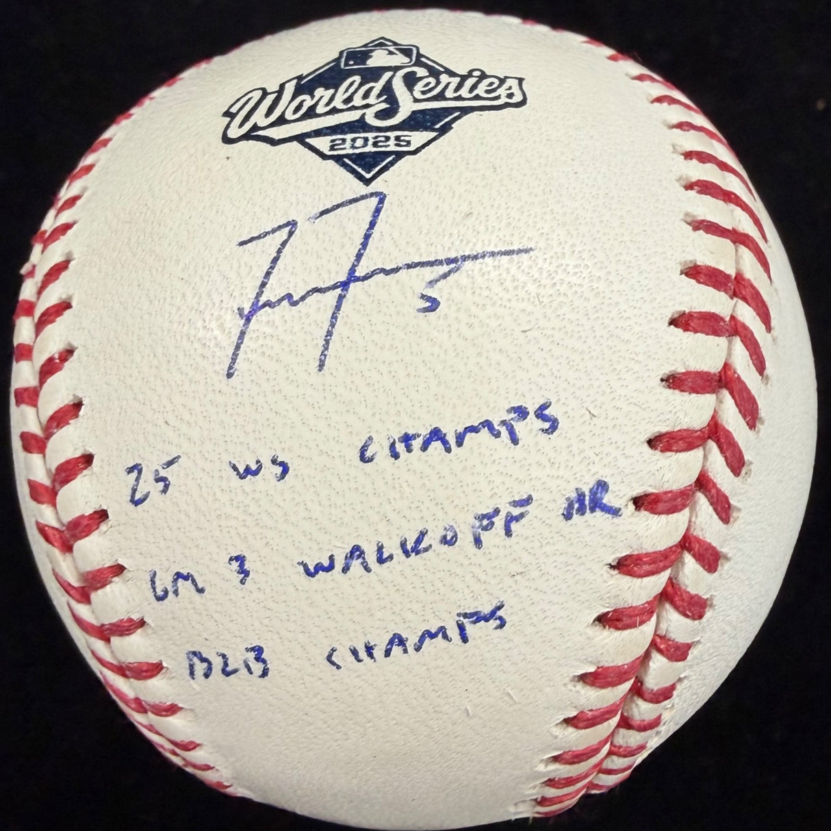 Freddie Freeman 2025 World Series Walk Off HR Signed Logo Baseball MLB Holo