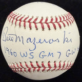 Bill Mazeroski 1960 World Series Game 7 GWHR Signed Stat Baseball JSA