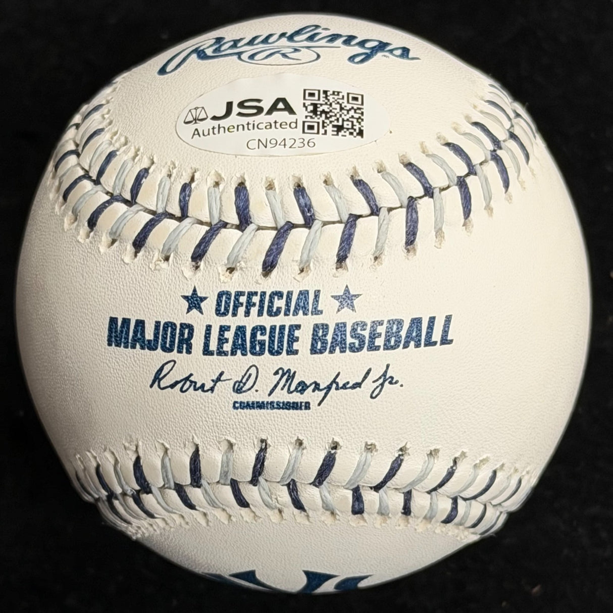 Randy Johnson NY Yankees 05-06 Signed Yankees Team Stitch Logo Baseball JSA