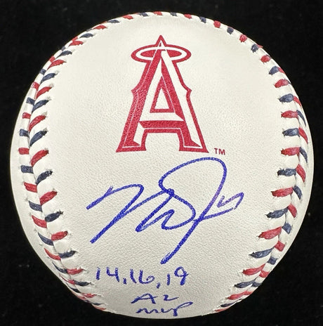 Mike Trout 14, 16, 19 AL MVP Signed Angels Team-Stitched Logo Baseball MLB Holo