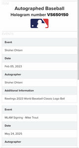 Shohei Ohtani Mike Trout Dual Signed 2023 WBC Logo Baseball MLB Holo Fanatics
