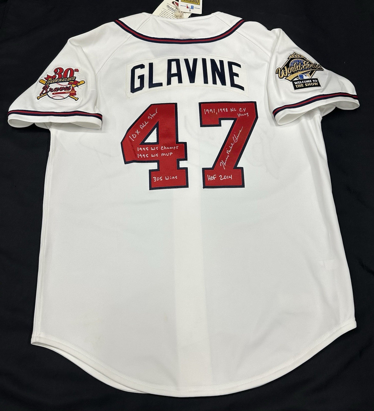 Tom Glavine Stat Signed Authentic Atlanta Braves Mitchell Ness Jersey JSA