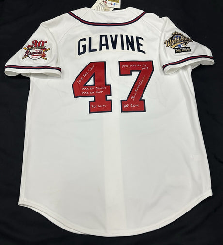 Tom Glavine Stat Signed Authentic Atlanta Braves Mitchell Ness Jersey JSA