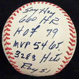 Willie Mays HOF 1979 Signed Stat Baseball Beckett BAS LOA