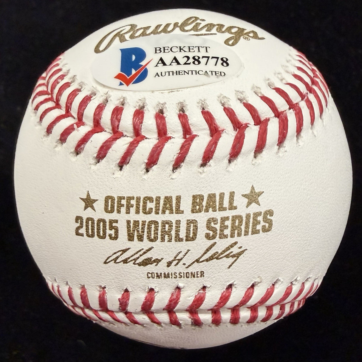 Jermaine Dye 05 WS MVP Signed 2005 World Series Logo Baseball Beckett