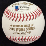 Jermaine Dye 05 WS MVP Signed 2005 World Series Logo Baseball Beckett