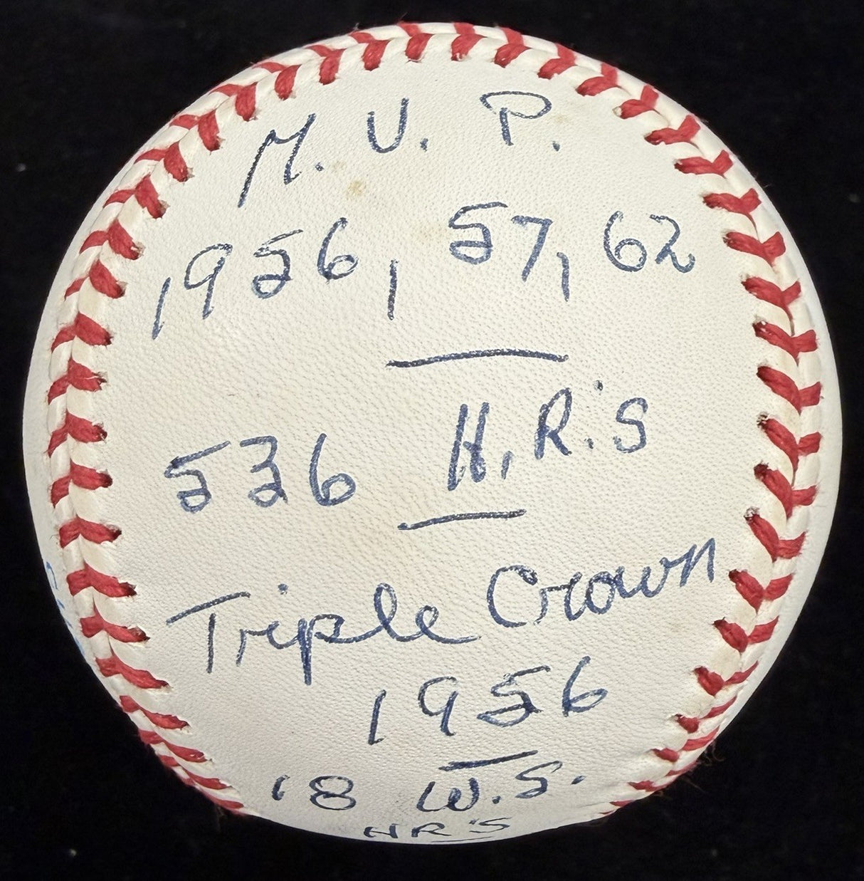 Mickey Mantle Hall Of Fame 1974 536 HRs MVP TC 1956 Signed Stat Baseball JSA LOA