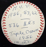 Mickey Mantle Hall Of Fame 1974 536 HRs MVP TC 1956 Signed Stat Baseball JSA LOA