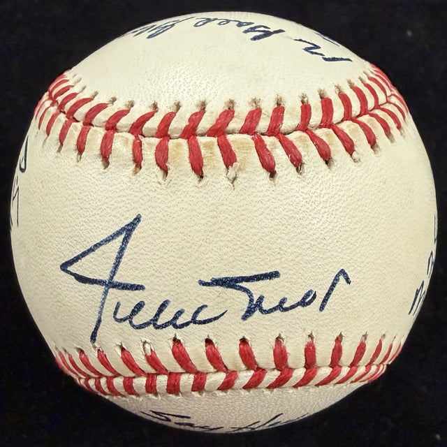 Willie Mays HOF 1979 Signed Stat Baseball Beckett BAS LOA