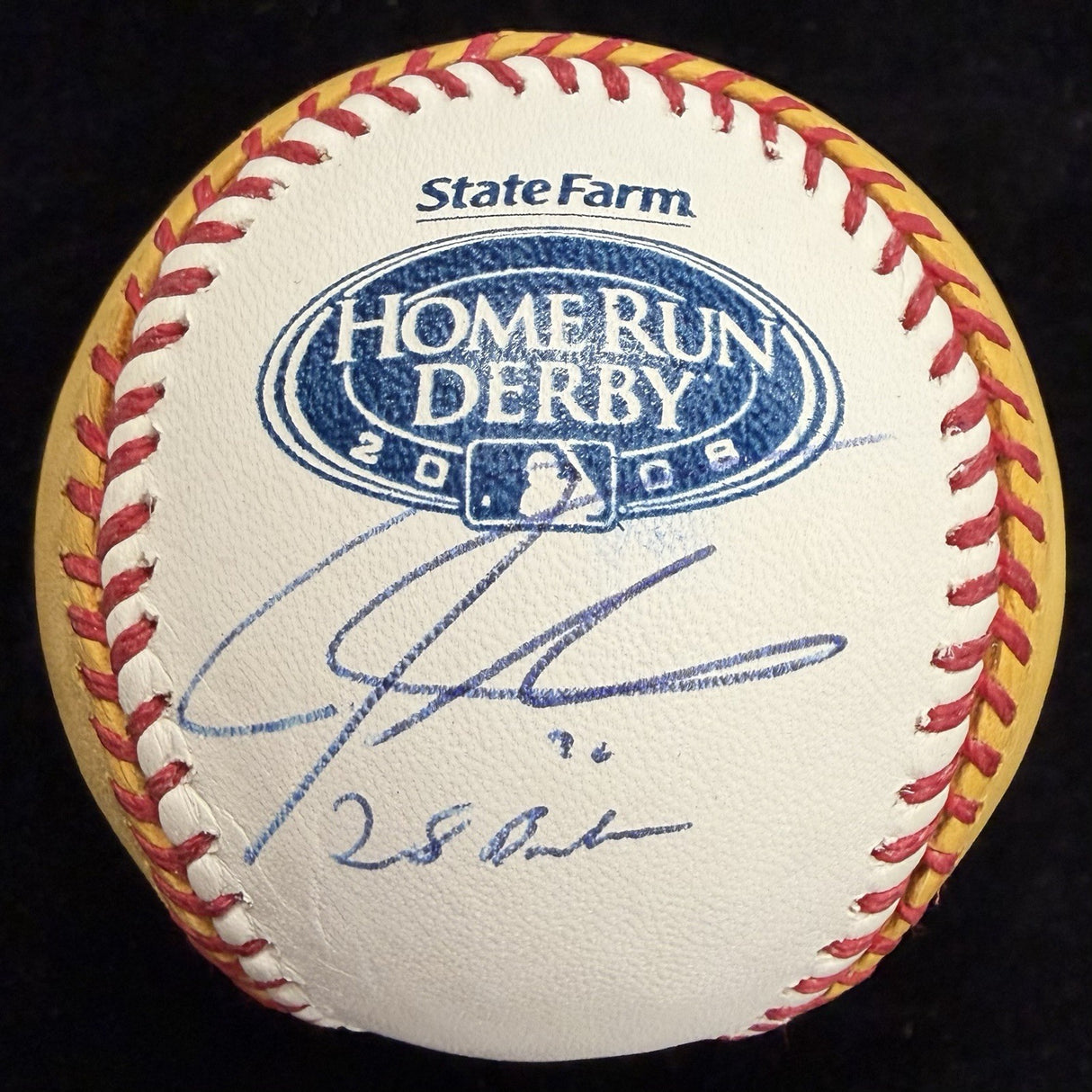 Josh Hamilton 28 Bombs Signed 2008 Home Run Derby Gold Logo Baseball JSA