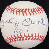 Mickey Mantle No. 7 Signed Baseball Upper Deck Hologram UDA