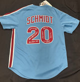 Mike Schmidt Full Name Signed Phillies Mitchell Ness Stat Jersey JSA Witness