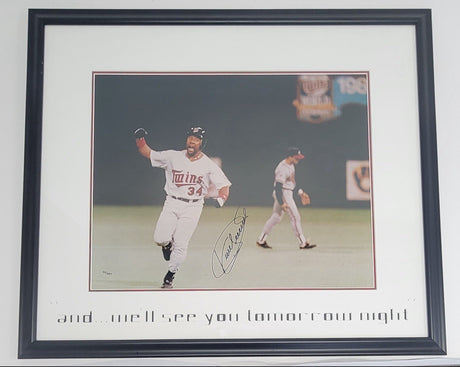 Kirby Puckett Signed Framed 1991 World Series Home Run 16x20 PSA/DNA LOA